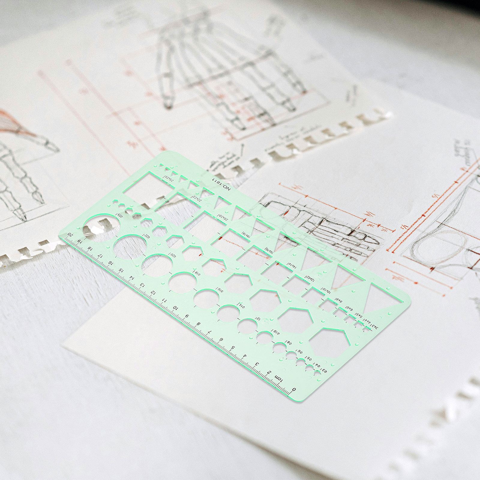 Ruler Set Transparent - 2Pcs Transparent Drawing Templates Multifunction Geometric