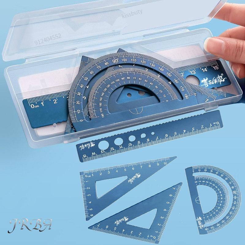 Ruler Set Transparent - 4 In 1 Aluminum Alloy Ruler