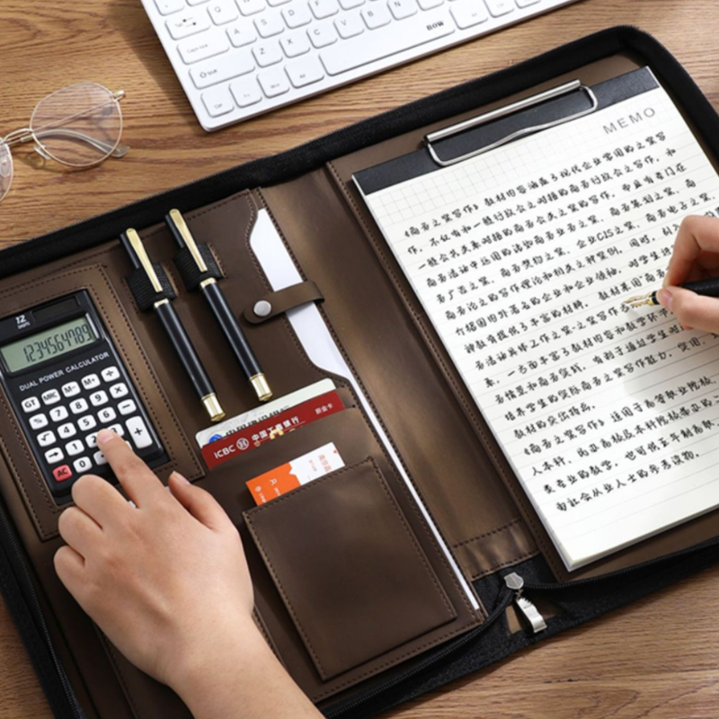 Portfolio Folder Zip - Multifunctional A4/A5 PU Leather Portfolio For