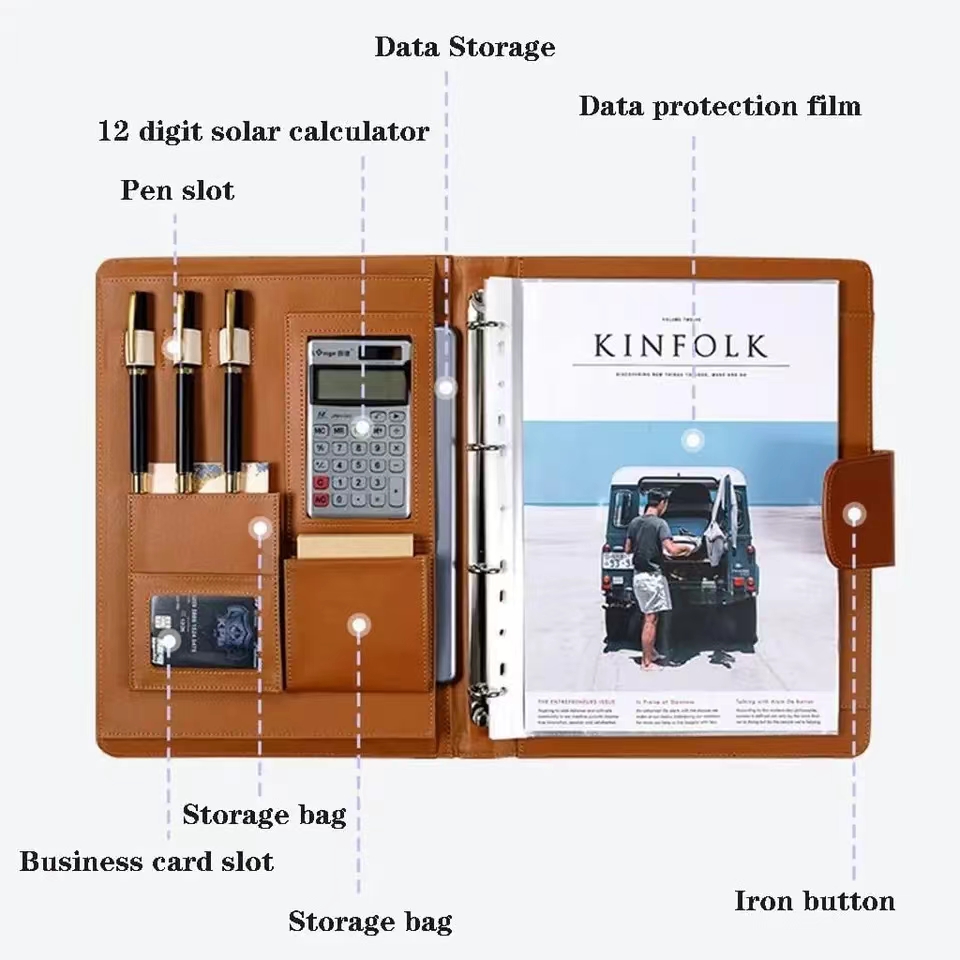 A4Pu leather briefcase equippe - Portfolio Folder Zip 评论和价格