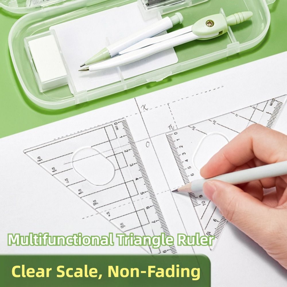8PCS/Set Plastic Ruler Compass - Ruler Set Transparent 评论和价格