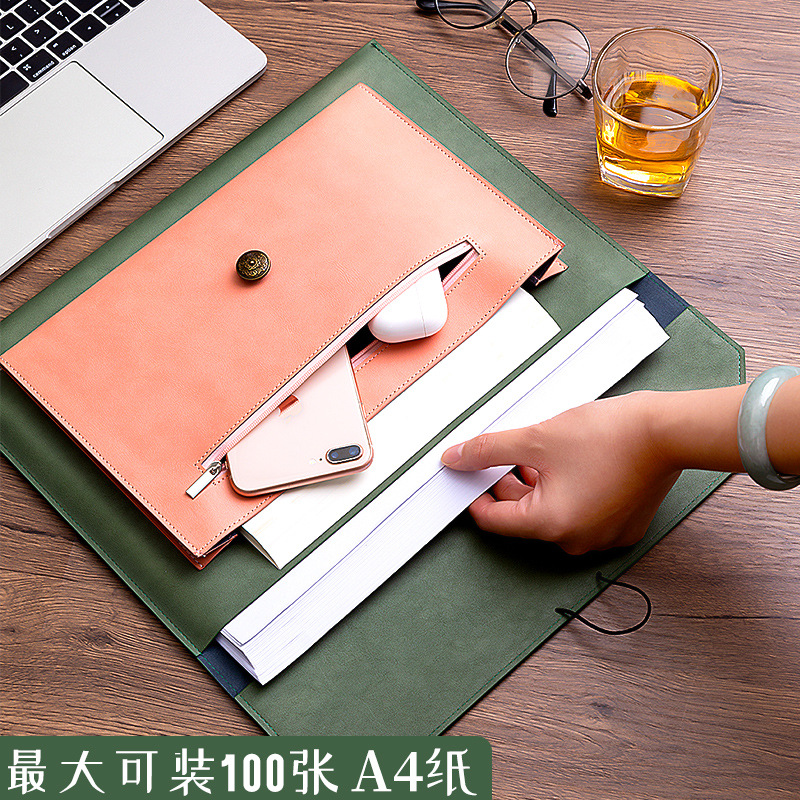 Leather File Bag A4 Paper File - Portfolio Folder Zip 评论和价格