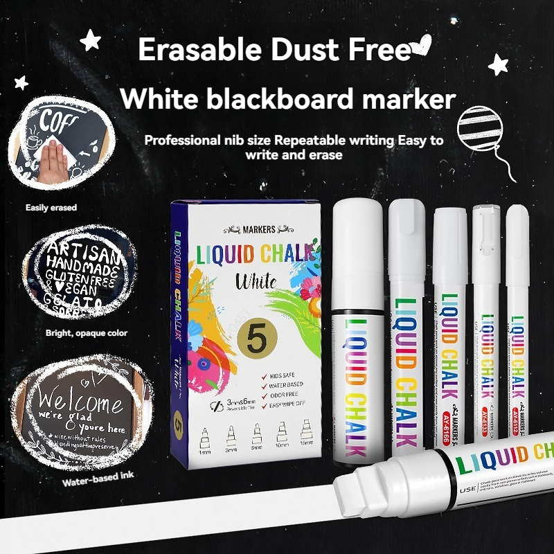 5pcs/set White Chalk Markers L - Correction Fluid White 评论和价格