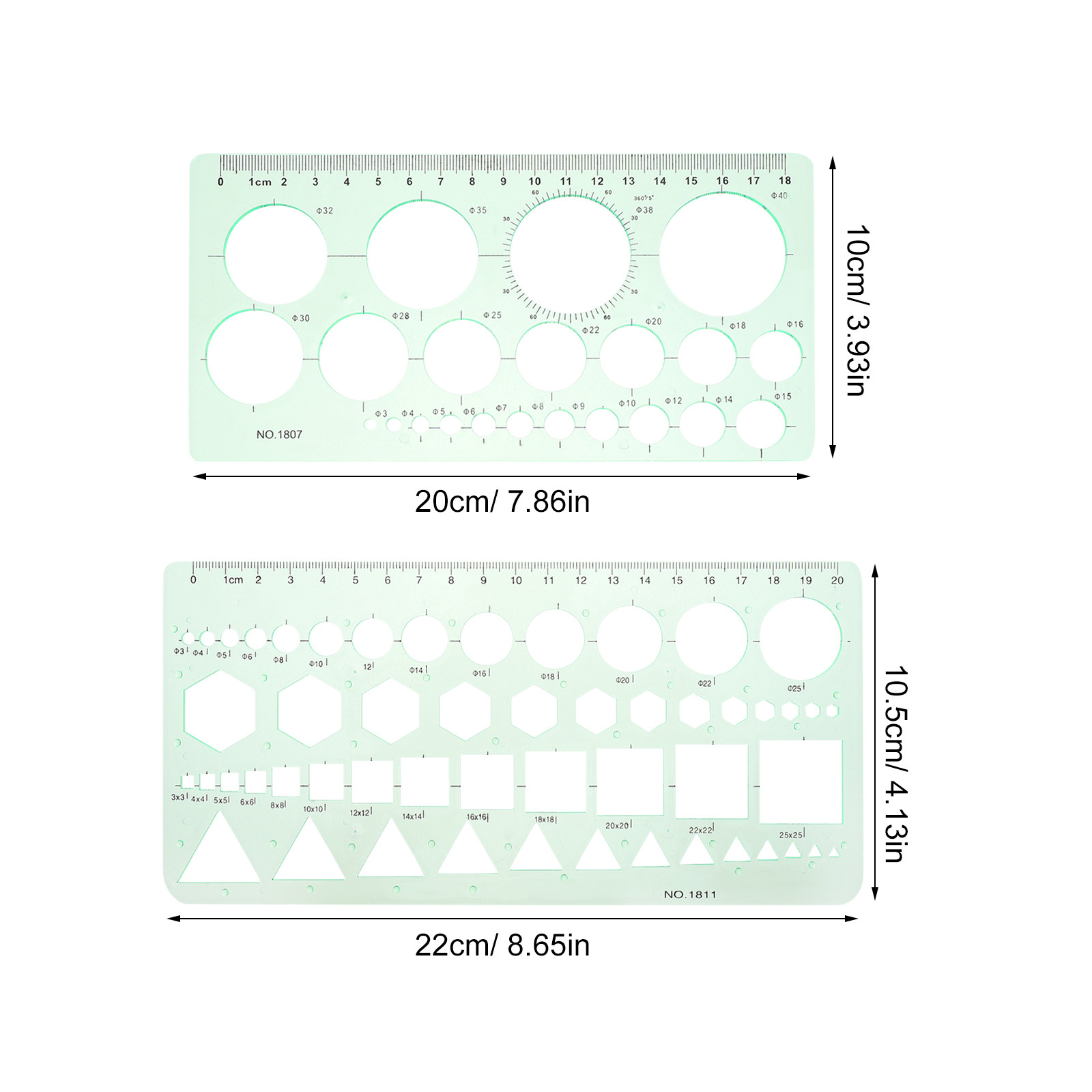 2Pcs Transparent Drawing Templ - Ruler Set Transparent 评论和价格