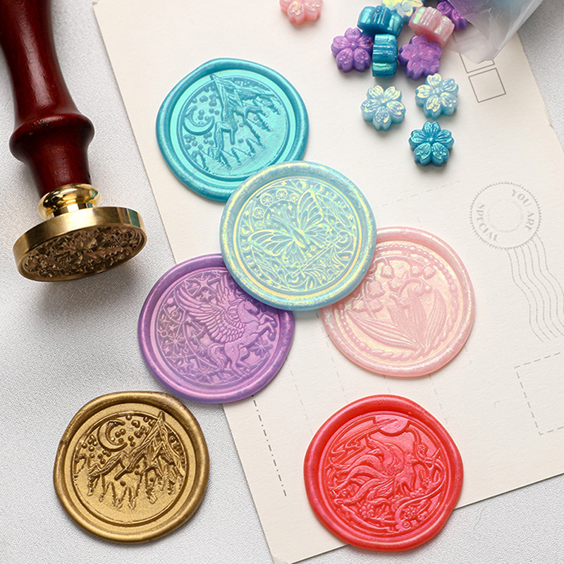 90pcs Mixed Color Glitter Saku - Wax Seal Stamp Kit 评论和价格
