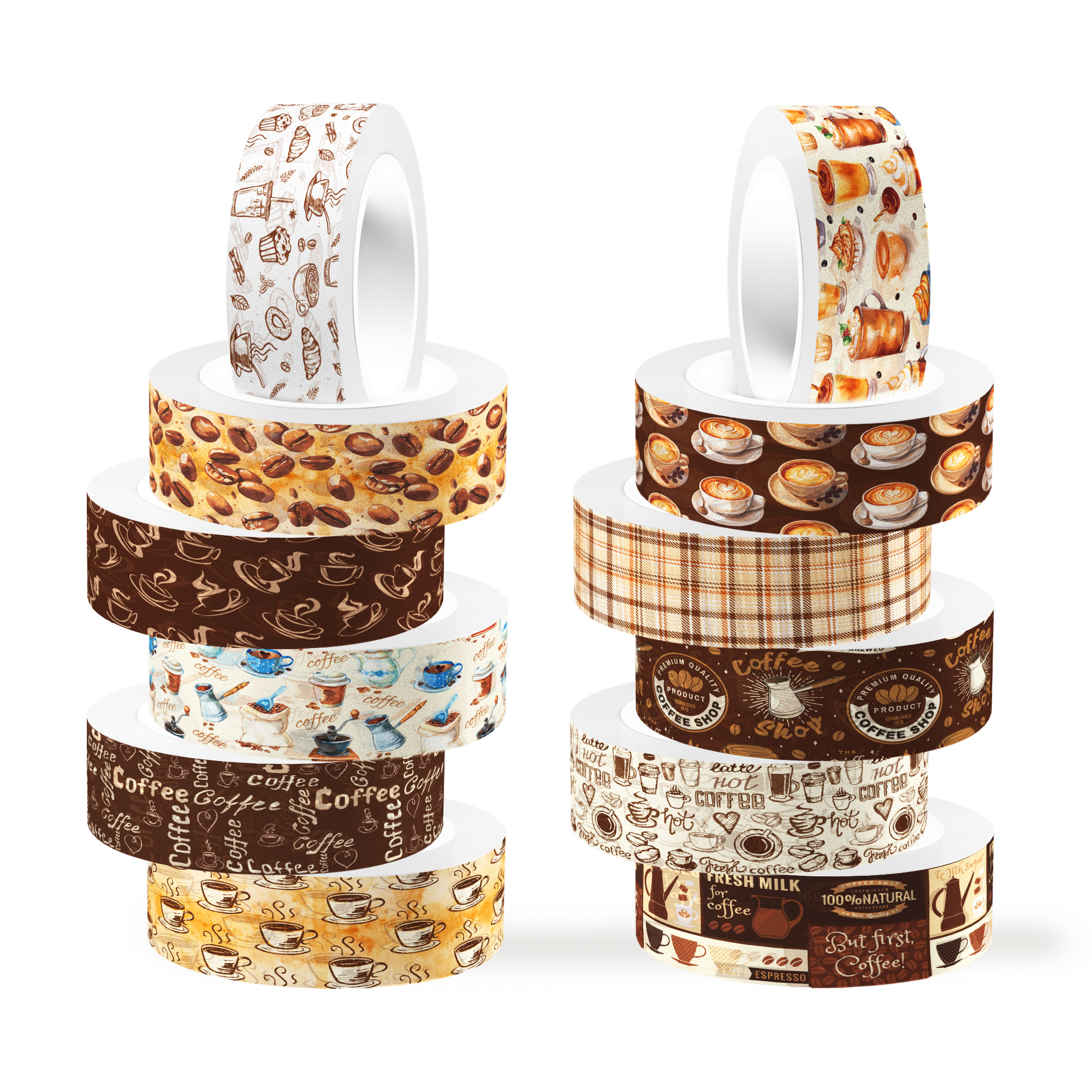Vintage Coffee Pattern Washi T - Washi Tape Set 评论和价格