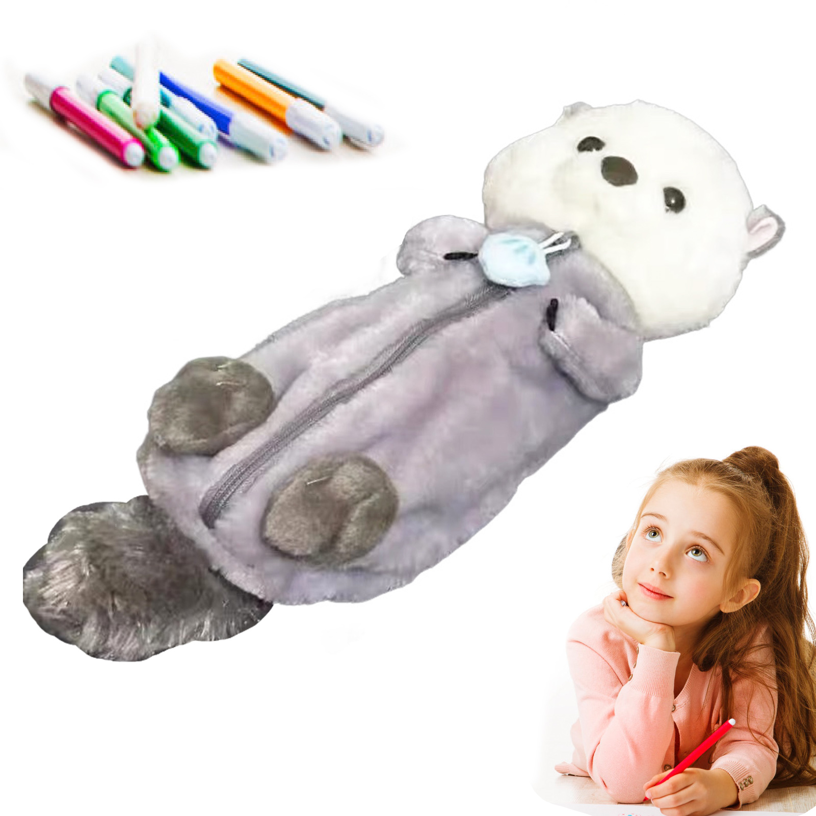 Creative Plush Toy Pencil Case - Stationery Office 评论和价格
