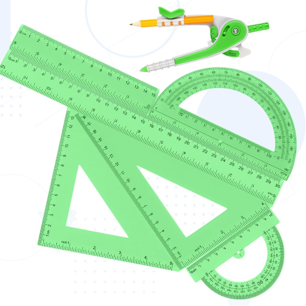 7 Pcs Geometry Math Set: 6/4 I - Ruler Set Transparent 评论和价格