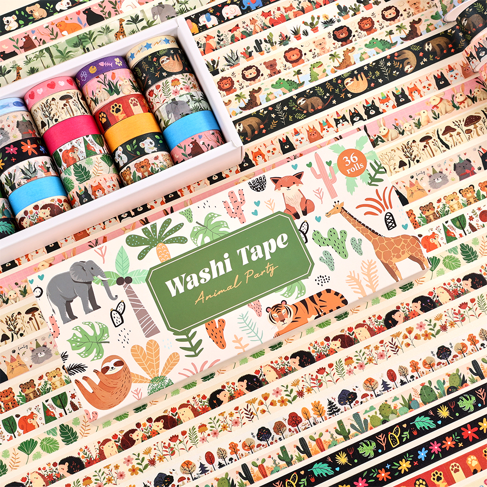 36 Rolls Vintage Animal Party  - Washi Tape Set 评论和价格