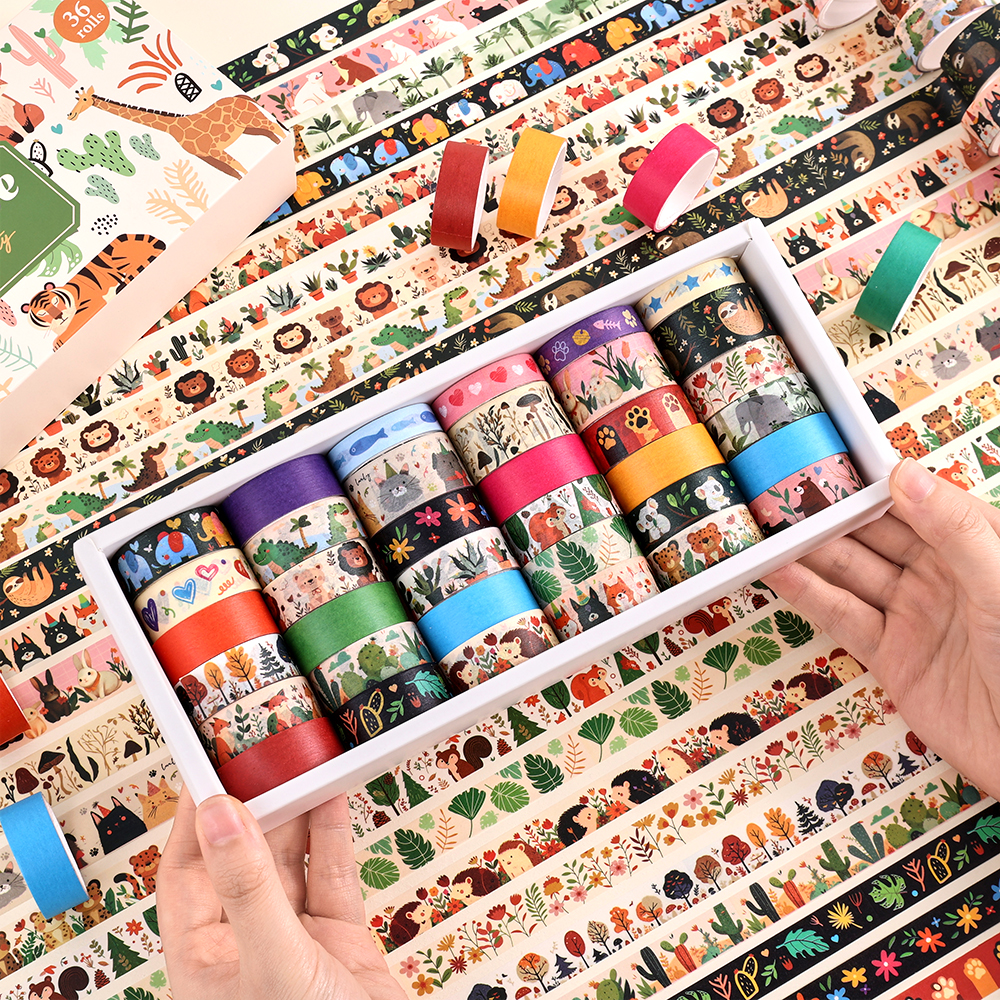 36 Rolls Vintage Animal Party  - Washi Tape Set 评论和价格