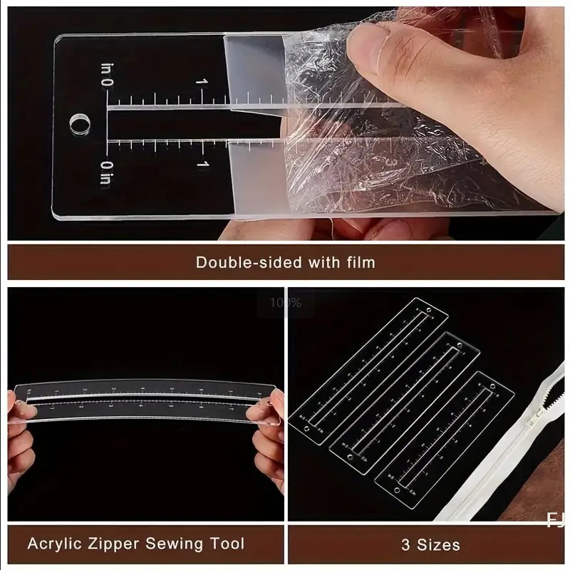 [YU]3pcs Acrylic Zipper Templa - Ruler Set Transparent 评论和价格