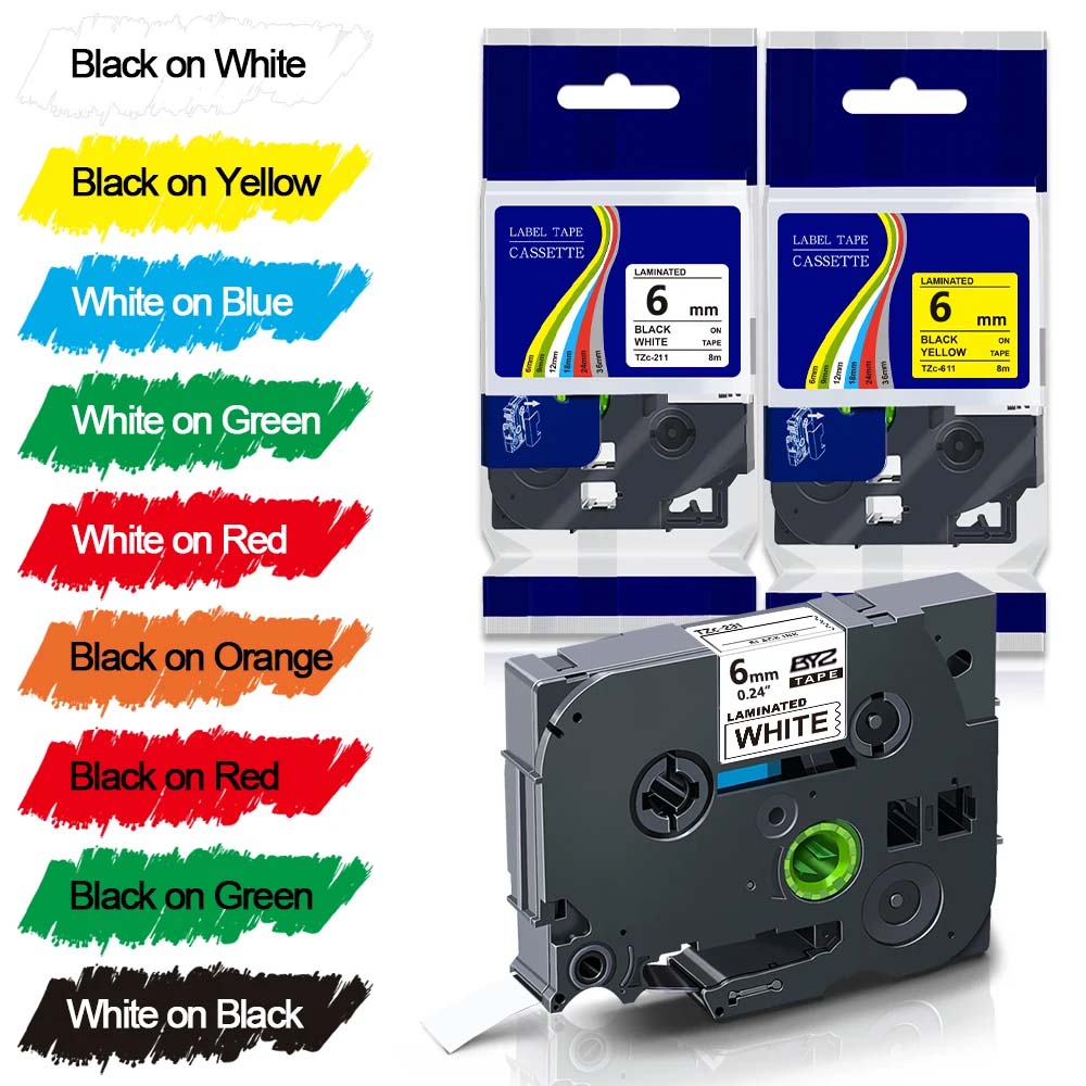 1pack TZe211 Ptouch 6mm/0.24“  - Label Printer Tape 评论和价格