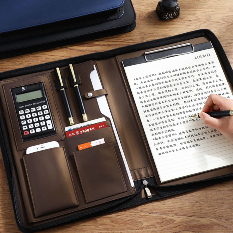 Multifunctional A4/A5 PU Leath - Portfolio Folder Zip 评论和价格