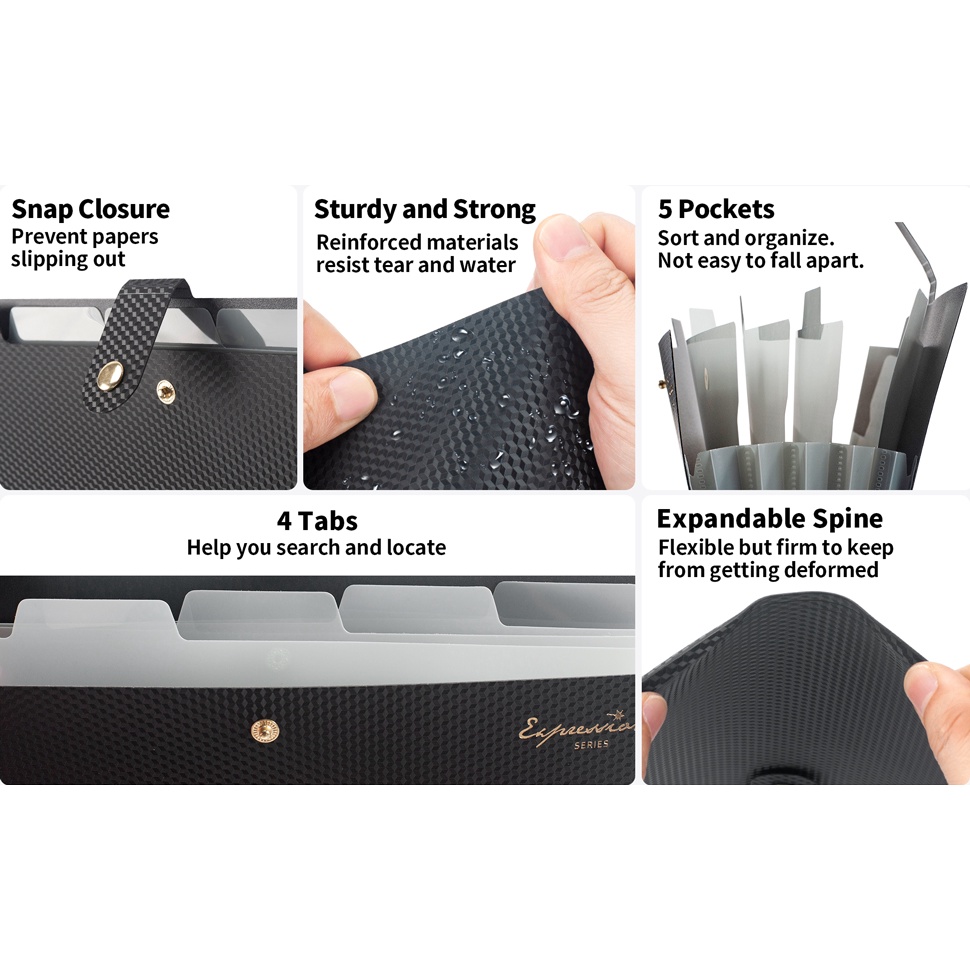 Expanding File Folder,5 Pocket - Portfolio Folder Zip 评论和价格
