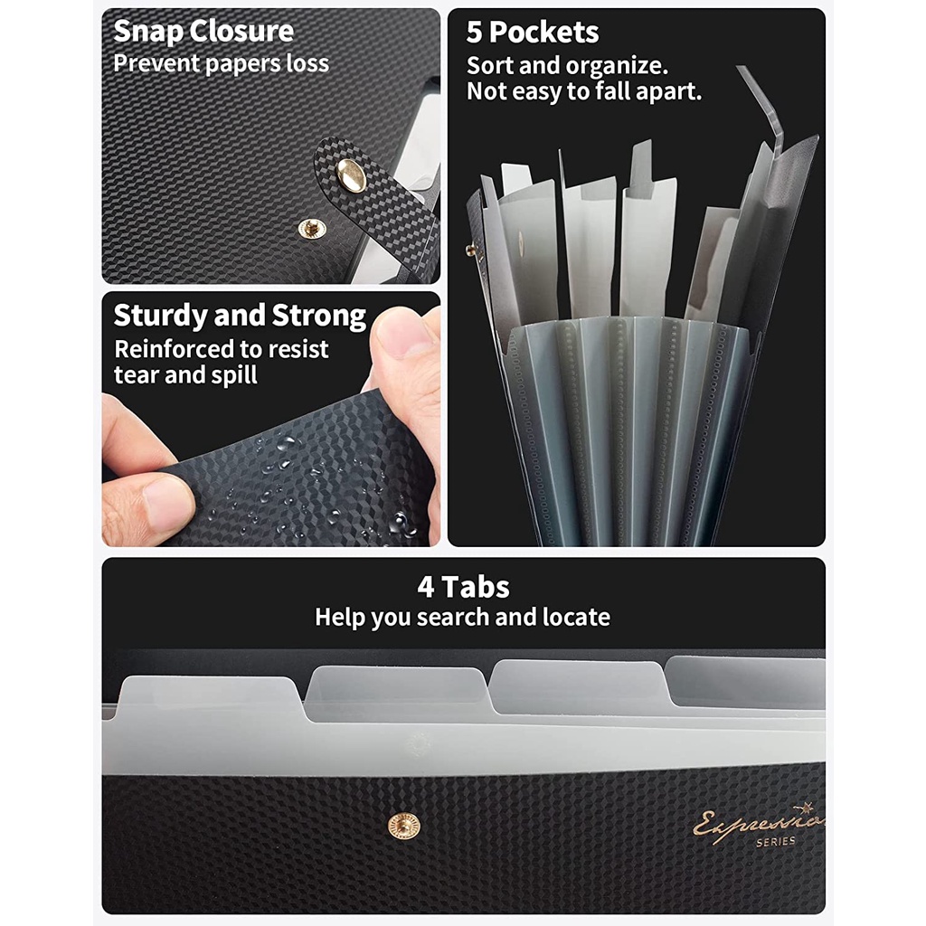 Expanding File Folder,5 Pocket - Portfolio Folder Zip 评论和价格