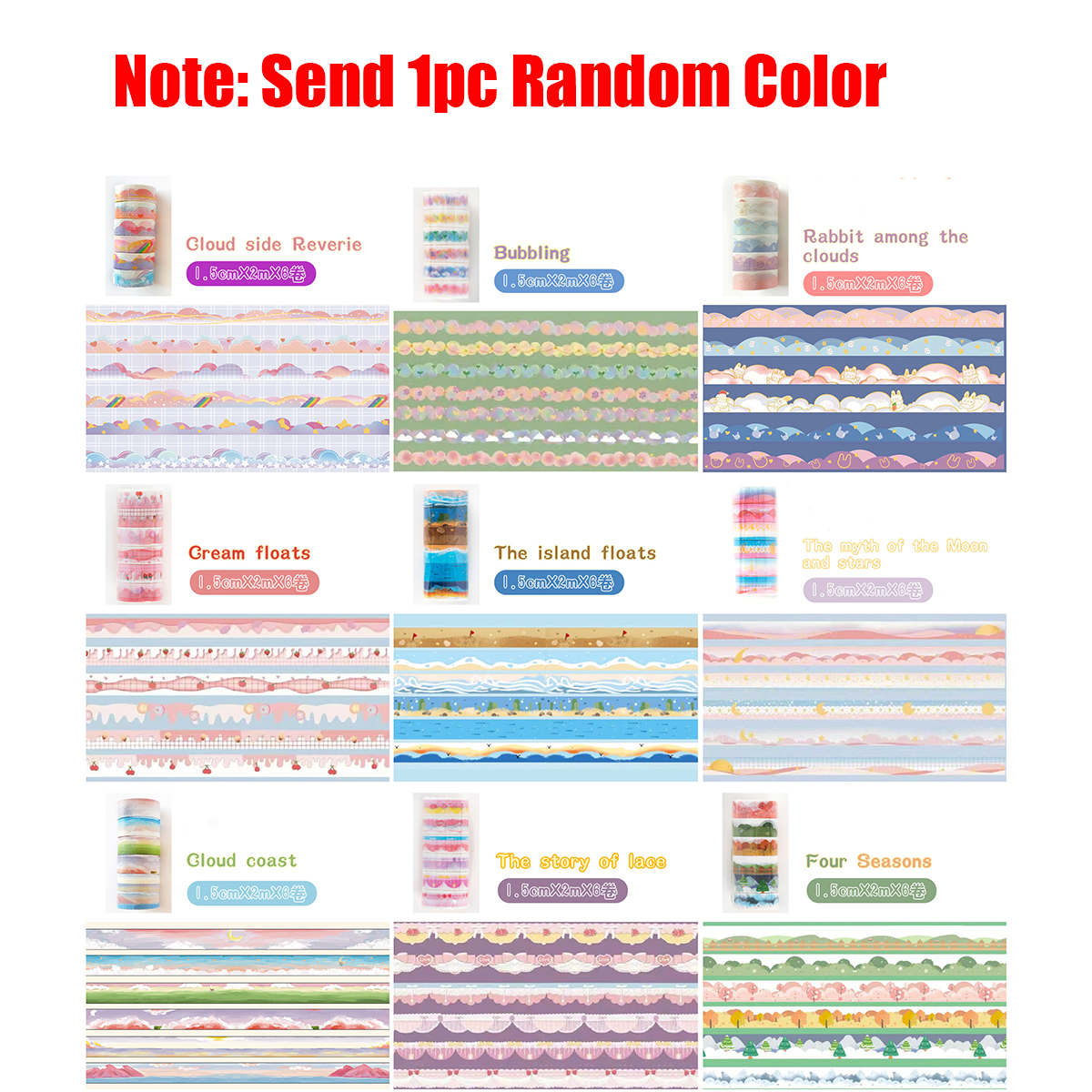 6roll/set Random Color Landsca - Washi Tape Set 评论和价格