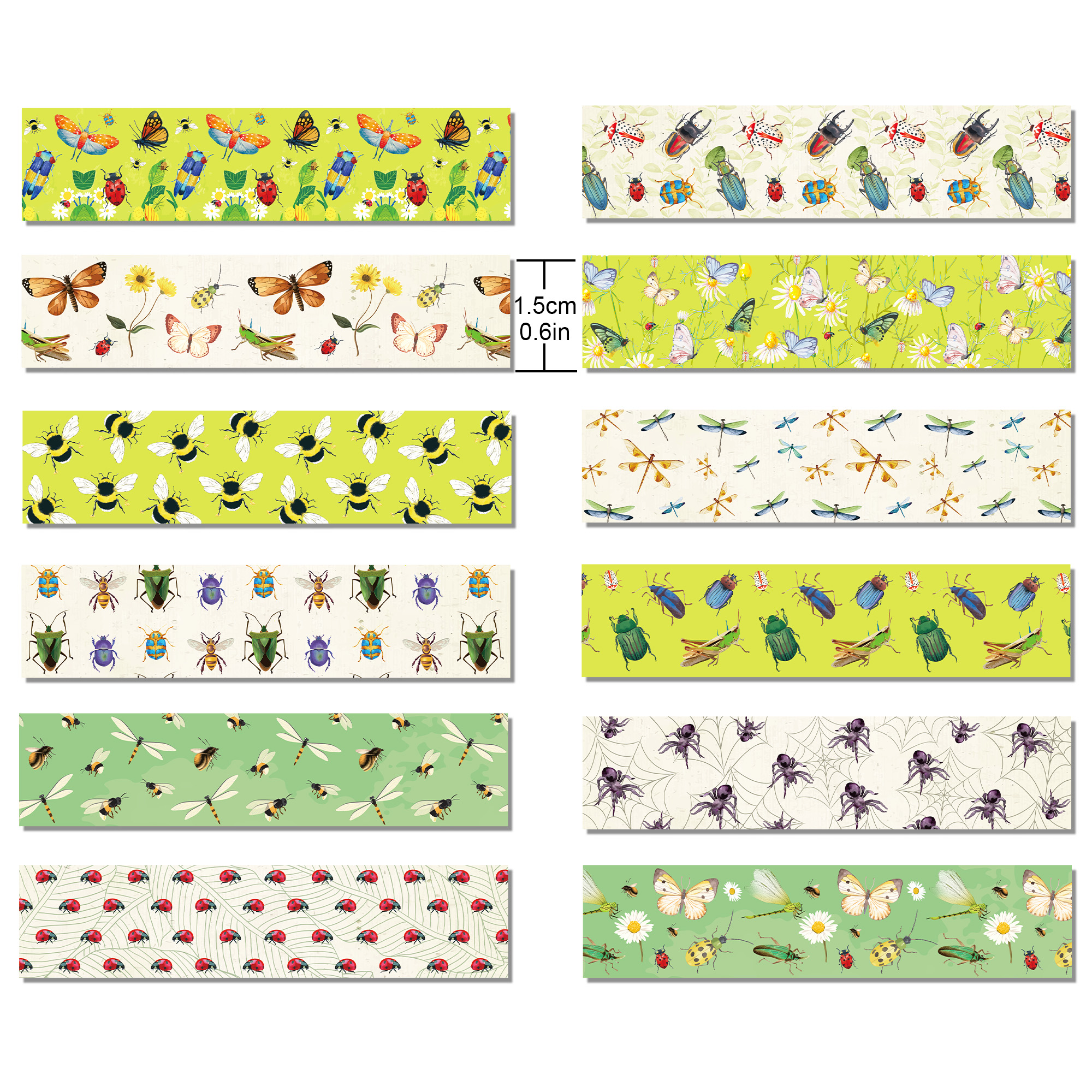 12 Rolls Cartoon Insect Bee Bu - Washi Tape Set 评论和价格