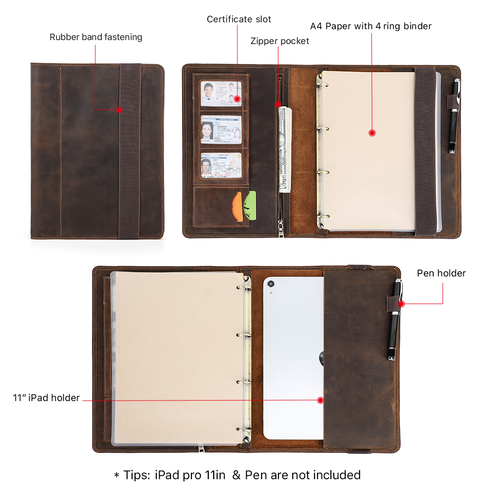 Luxury Retro Business A4 Noteb - Portfolio Folder Zip 评论和价格
