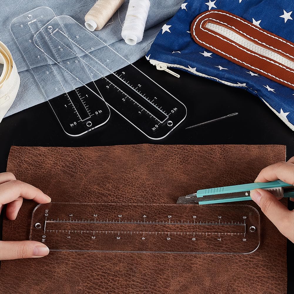 3Pcs, 3 sizes zipper making te - Ruler Set Transparent 评论和价格