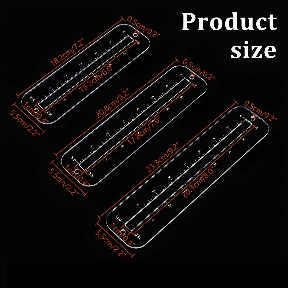 3Pcs, 3 sizes zipper making te - Ruler Set Transparent 评论和价格